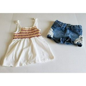 Lot of Toddler Girls Summer Top & Jean shorts 3T Bought in Spain Spaghetti Strap